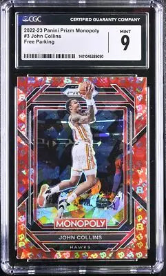 Graded John Collins Monopoly basketball card from Topps Athletes Unlimited free parking collection