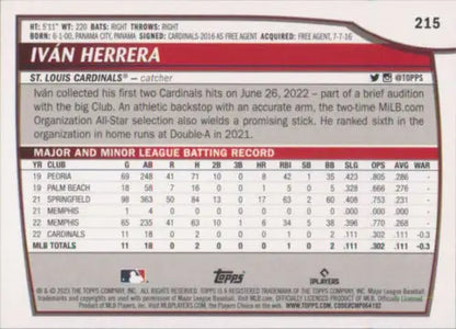Iván Herrera baseball card 2023 Topps Big League #215 with original gloss features