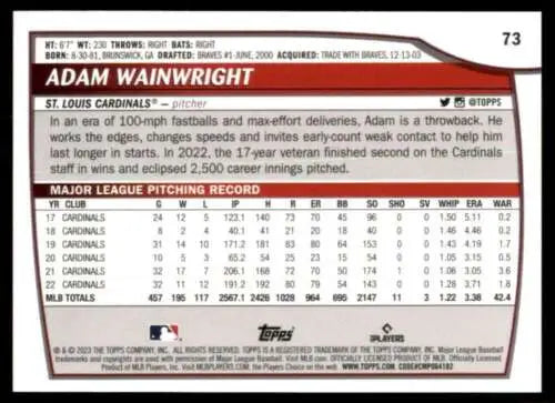 2023 Topps Big League Adam Wainwright baseball card with original gloss NM-MT quality