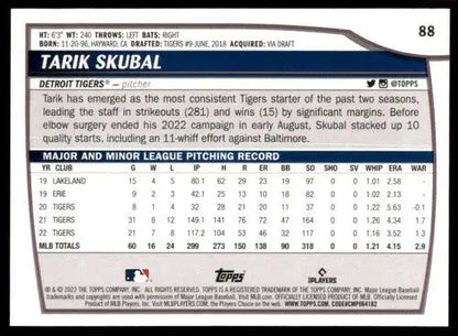 Original gloss Tarik Skubal baseball card from 2023 Topps Big League Tigers series