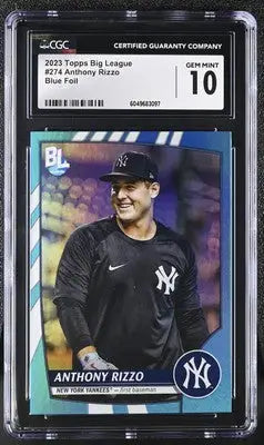 Graded 2023 Topps Big League Anthony Rizzo #274 Blue Foil Baseball Card CGC 10