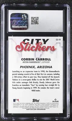 Graded Corbin Carroll baseball card from 2023 Topps Big League league corbin carroll series
