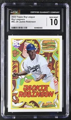 Graded Jackie Robinson baseball card from 2023 Topps Big League featuring league Jackie Robinson