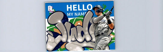 Baseball-themed name tag for Topps Big League Aaron Judge Roll Call Wildstyle Edition