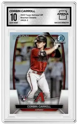 Graded Corbin Carroll baseball card from 2023 Topps Bowman Chrome National VIP series