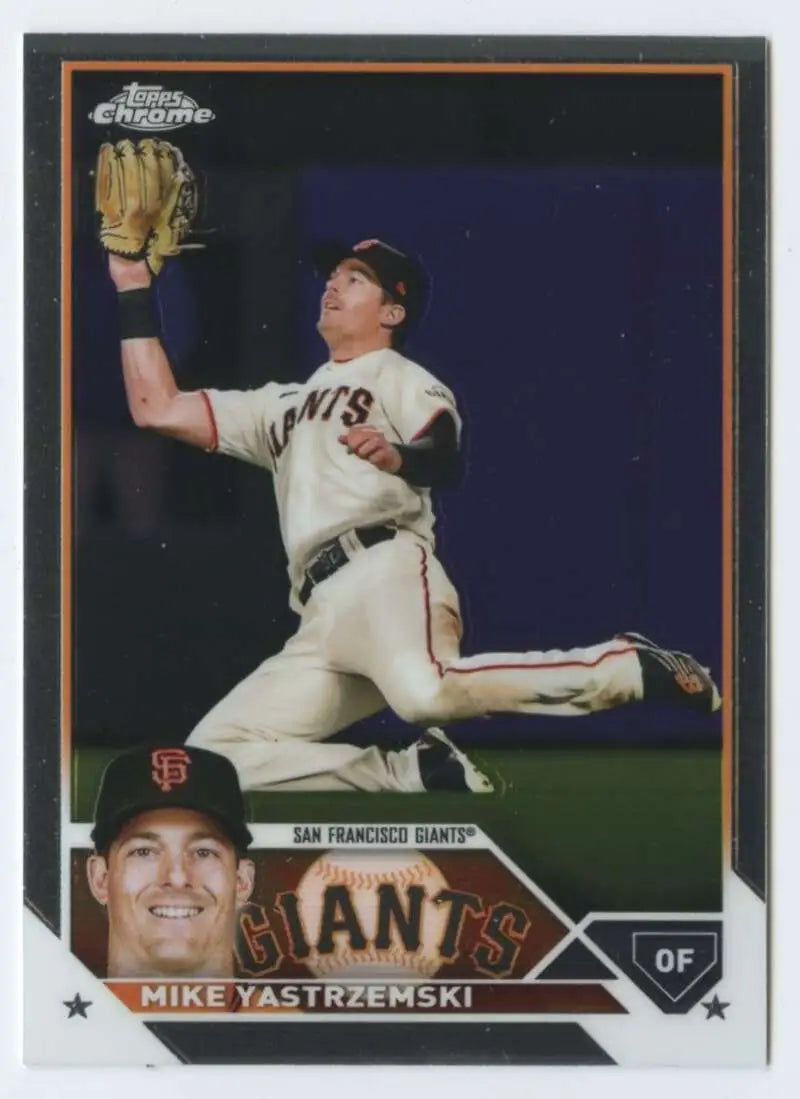 2023 Topps Chrome #111 Mike Yastrzemski Baseball Card from San Francisco Giants