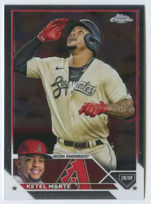2023 Topps Chrome #130 Ketel Marte Baseball Card featuring Arizona Diamondbacks star