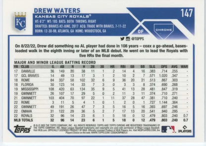 Drew Waters 2023 Topps Chrome RC Rookie Kansas City Royals Baseball Card NM-MT