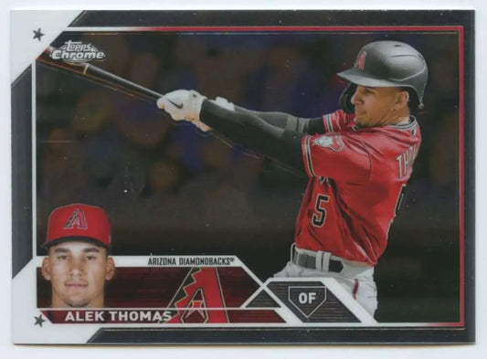 Alek Thomas Arizona Diamondbacks baseball card in red uniform from 2023 Topps Chrome