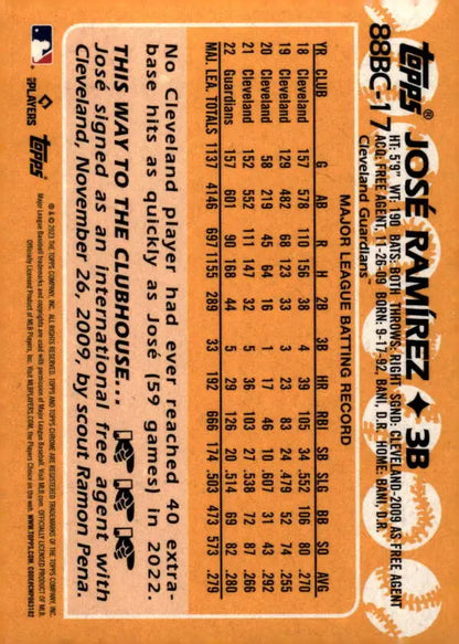 2023 Topps Chrome 1988 Baseball Refractor #88BC-17 Jose Ramirez Cleveland Guardians Card