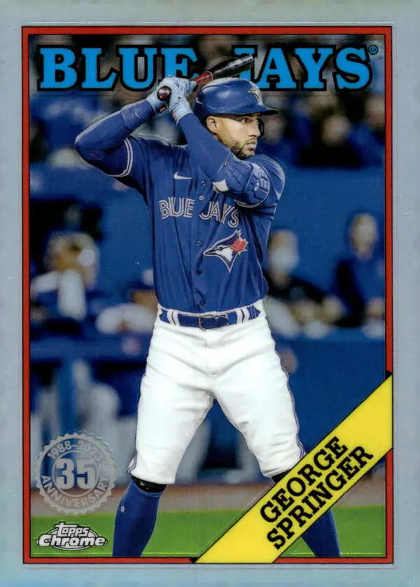 George Springer in batting stance on a Toronto Blue Jays baseball card