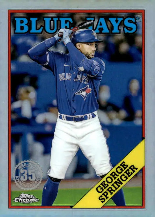 George Springer in batting stance on a Toronto Blue Jays baseball card
