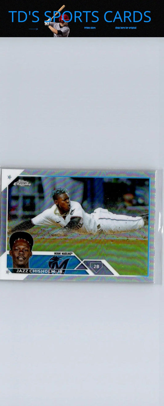 2023 Topps Chrome #218 Jazz Chisholm Jr. Refractors trading card collectible image
