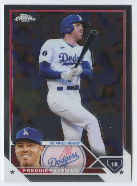 Freddie Freeman Los Angeles Dodgers baseball trading card in white uniform and blue helmet