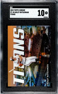 Graded Topps Chrome Adley Rutschman baseball card in Titans Baseball SGC 10