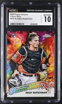 Chrome Adley Rutschman baseball card from 2023 Topps Chrome series CGC 10