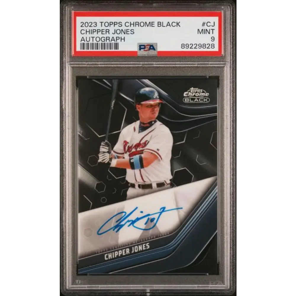 2023 Topps Chrome Black #CBA-CJ Chipper Jones PSA 9 MINT Auto Atlanta Braves Baseball Card