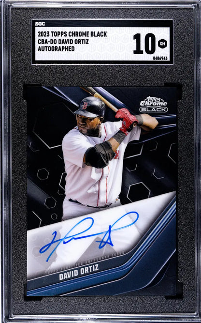 Graded David Ortiz autographed Boston Red Sox baseball card from Topps Chrome Black 2023