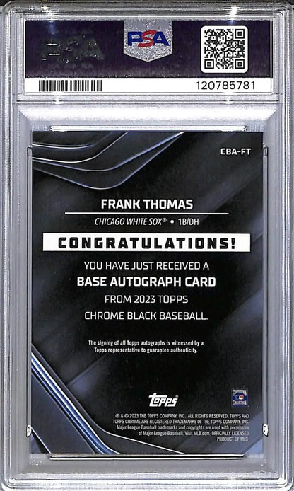 Graded Frank Thomas White Sox Topps Chrome Black trading card with autograph PSA 9 MINT