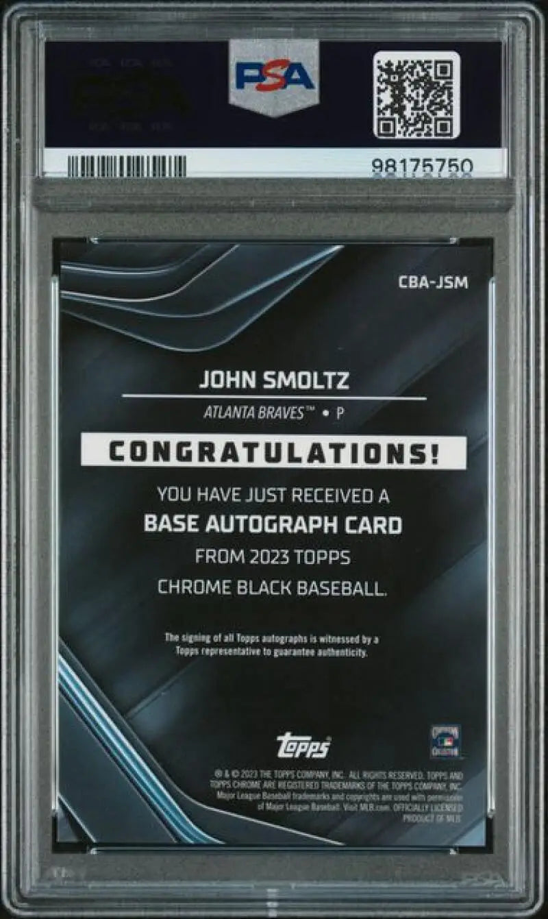 PSA 10 GEM MINT John Smoltz autograph redemption notice for Atlanta Braves card