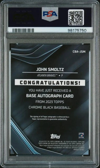 PSA 10 GEM MINT John Smoltz autograph redemption notice for Atlanta Braves card