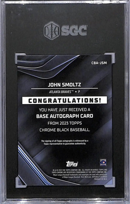 Graded SGC 10 John Smoltz Auto Baseball Card for Atlanta Braves in Chrome Black set