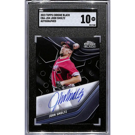 2023 Topps Chrome Black #CBA-JSM John Smoltz SGC 10 Gem Auto Atlanta Braves Baseball Card