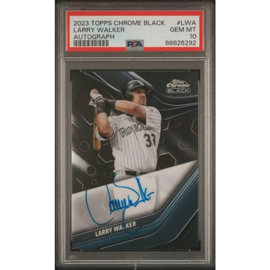 2023 Topps Chrome Black #CBA-LWA Larry Walker PSA 10 GEM MINT Auto Colorado Rockies Baseball Card