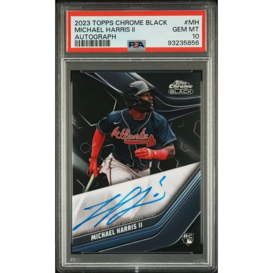 2023 Topps Chrome Black #CBA-MH Michael Harris II PSA 10 GEM MINT Auto Atlanta Braves Baseball Card