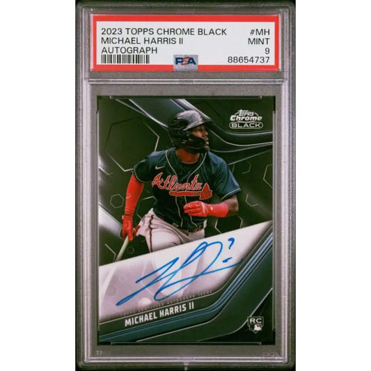 2023 Topps Chrome Black #CBA-MH Michael Harris II PSA 9 MINT Auto Atlanta Braves Baseball Card  (See Description)