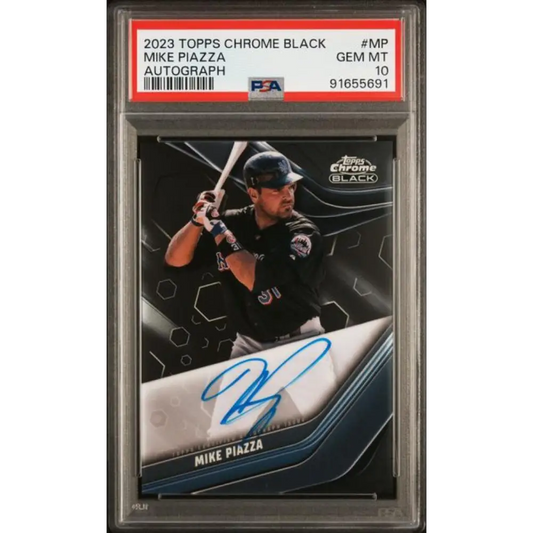2023 Topps Chrome Black #CBA-MP Mike Piazza PSA 10 GEM MINT Auto New York Mets Baseball Card