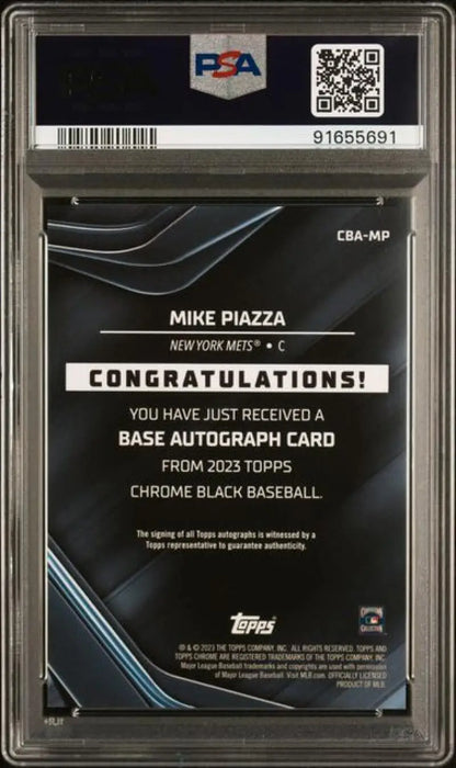 PSA 10 GEM MINT Topps Chrome Black Mike Piazza Autograph Redemption Card