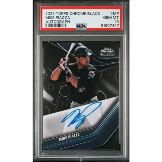 2023 Topps Chrome Black #CBA-MP Mike Piazza PSA 10 GEM MINT Auto New York Mets Baseball Card