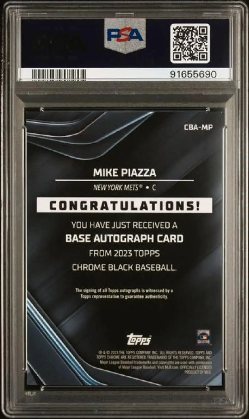 PSA-graded Topps Chrome Black Mike Piazza autograph redemption card for New York Mets