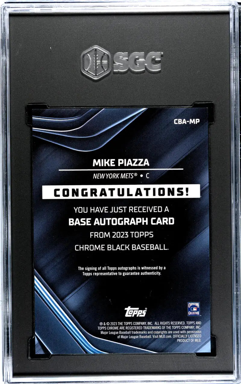 Baseball card redemption notice for Mike Piazza Topps Chrome Black autograph