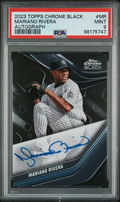 PSA-graded 2023 Topps Chrome Black autographed Mariano Rivera Yankees baseball card