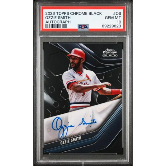 2023 Topps Chrome Black #CBA-OS Ozzie Smith PSA 10 GEM MINT Auto St. Louis Cardinals Baseball Card