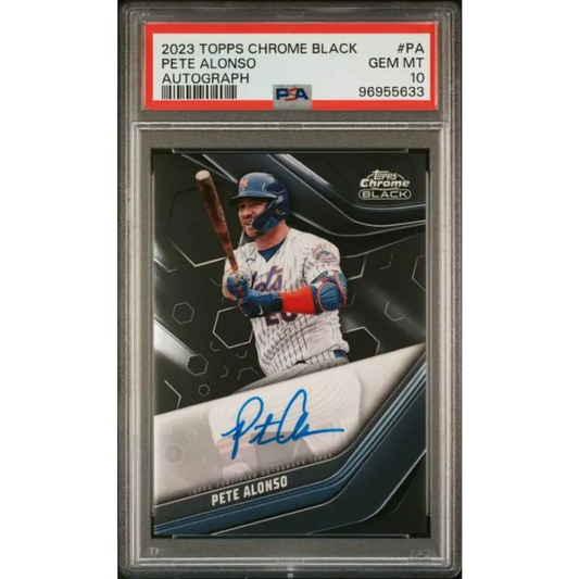 2023 Topps Chrome Black #CBA-PA Pete Alonso PSA 10 GEM MINT Auto New York Mets Baseball Card