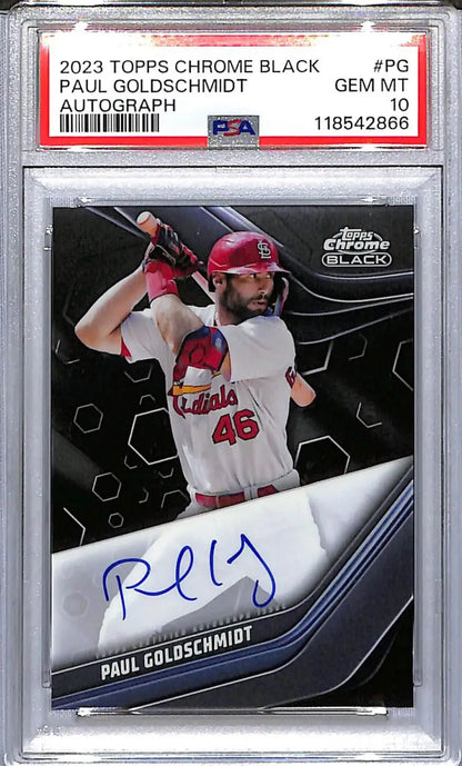 2023 Topps Chrome Black Paul Goldschmidt autographed baseball card Louis Cardinals GEM MT 10