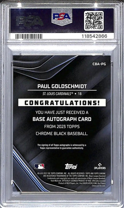 Graded Paul Goldschmidt 2023 Topps Chrome Black autograph card St. Louis Cardinals