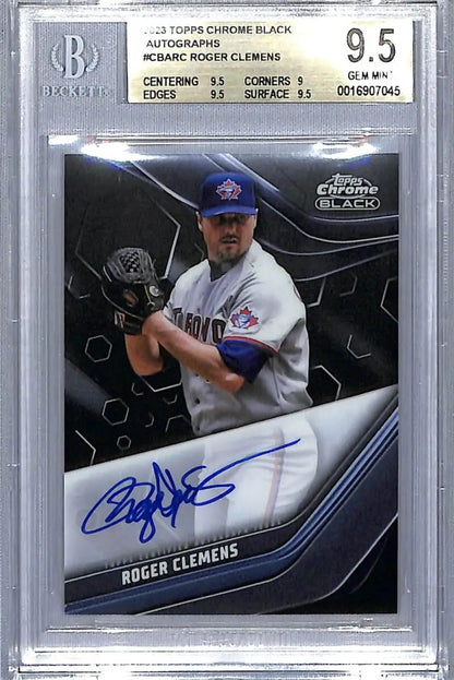 BGS 9.5 Gem Mint Roger Clemens Auto Toronto Blue Jays Topps Chrome Black Baseball Card