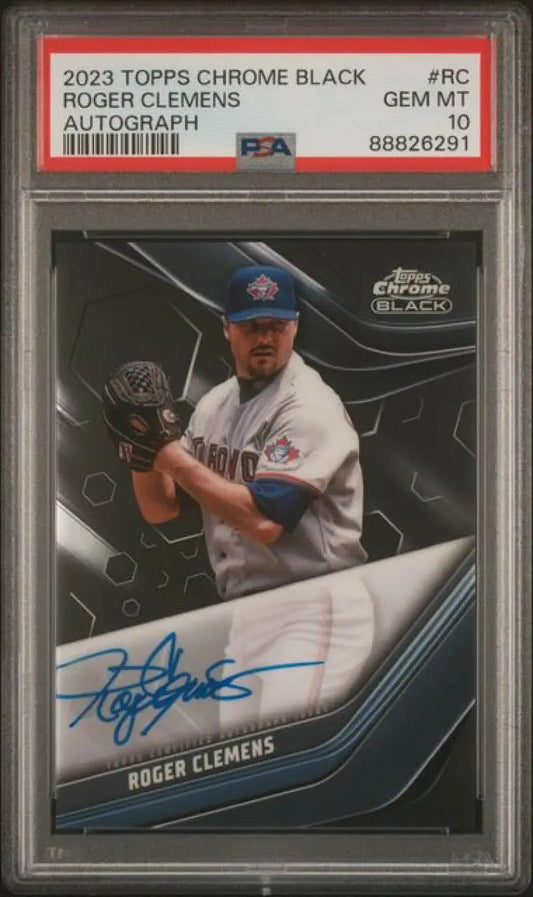 PSA-graded 2023 Topps Chrome Black Roger Clemens autographed baseball card for sale