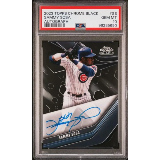 2023 Topps Chrome Black #CBA-SS Sammy Sosa PSA 10 GEM MINT Auto Chicago Cubs Baseball Card Image 1