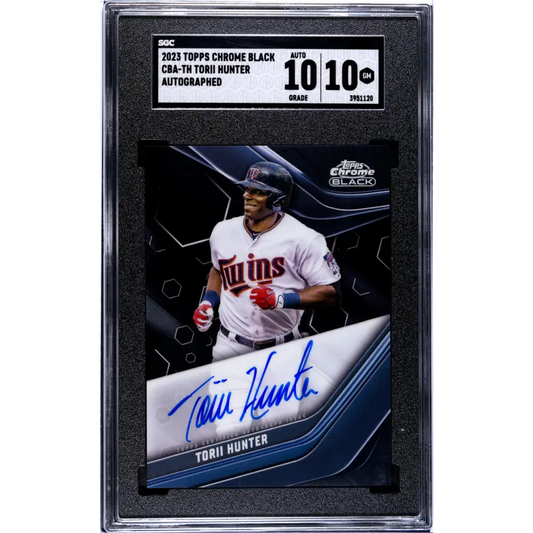 2023 Topps Chrome Black #CBA-TH Torii Hunter SGC 10 Gem Auto Minnesota Twins Baseball Card