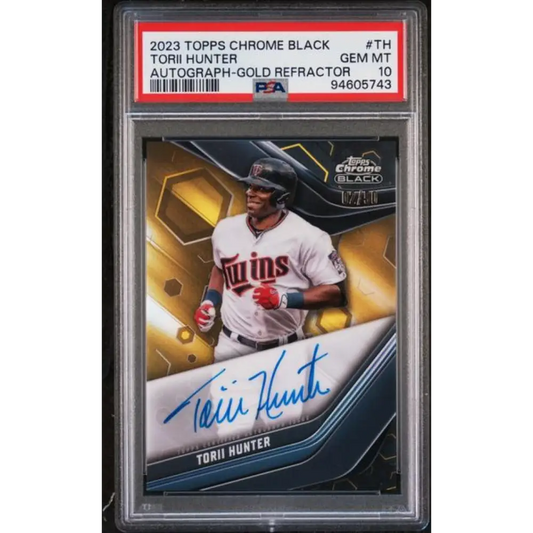 2023 Topps Chrome Black Gold #TH Torii Hunter PSA 10 GEM MINT Auto 2/50 Minnesota Twins Baseball Card
