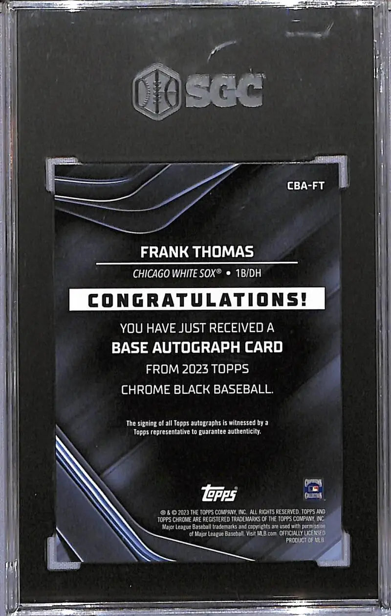 Graded Frank Thomas baseball card Chicago White Sox 2023 Topps Chrome Black Green