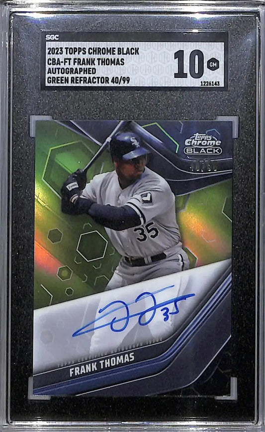 2023 Topps Chrome Black Frank Thomas White Sox autographed green refractor card