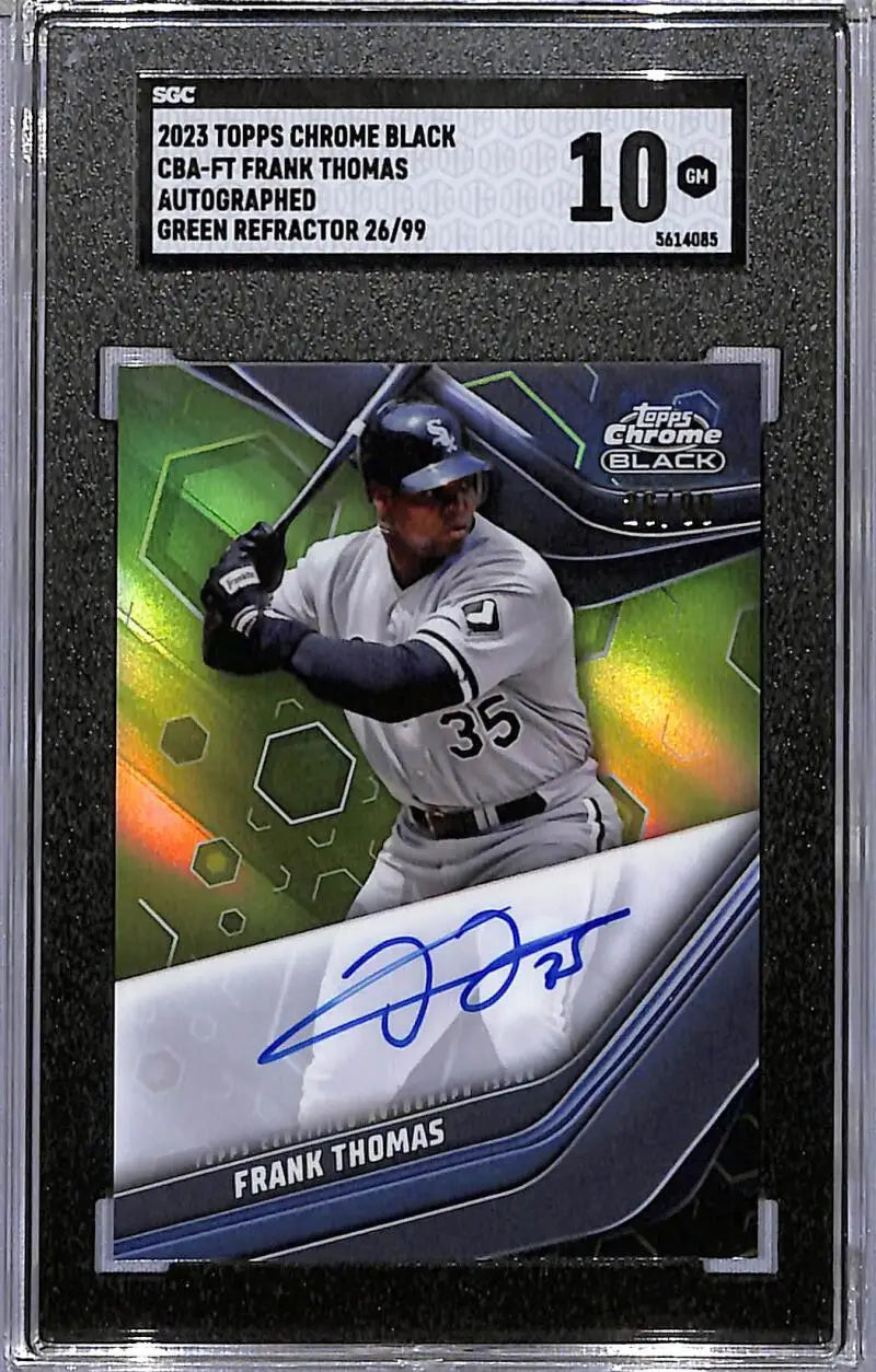 Graded Frank Thomas autographed baseball card from 2023 Topps Chrome Black Chicago White Sox
