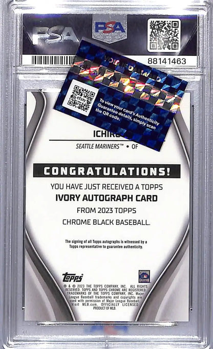 Graded Ichiro Topps Chrome Black Ivory Red Trim autograph card PSA 10 GEM MINT