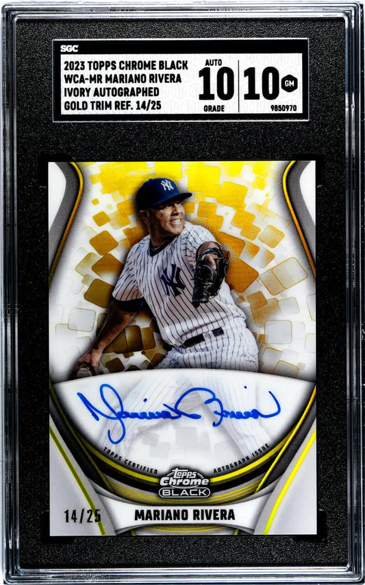 Graded Mariano Rivera baseball card with Black Ivory Refractor design and autograph